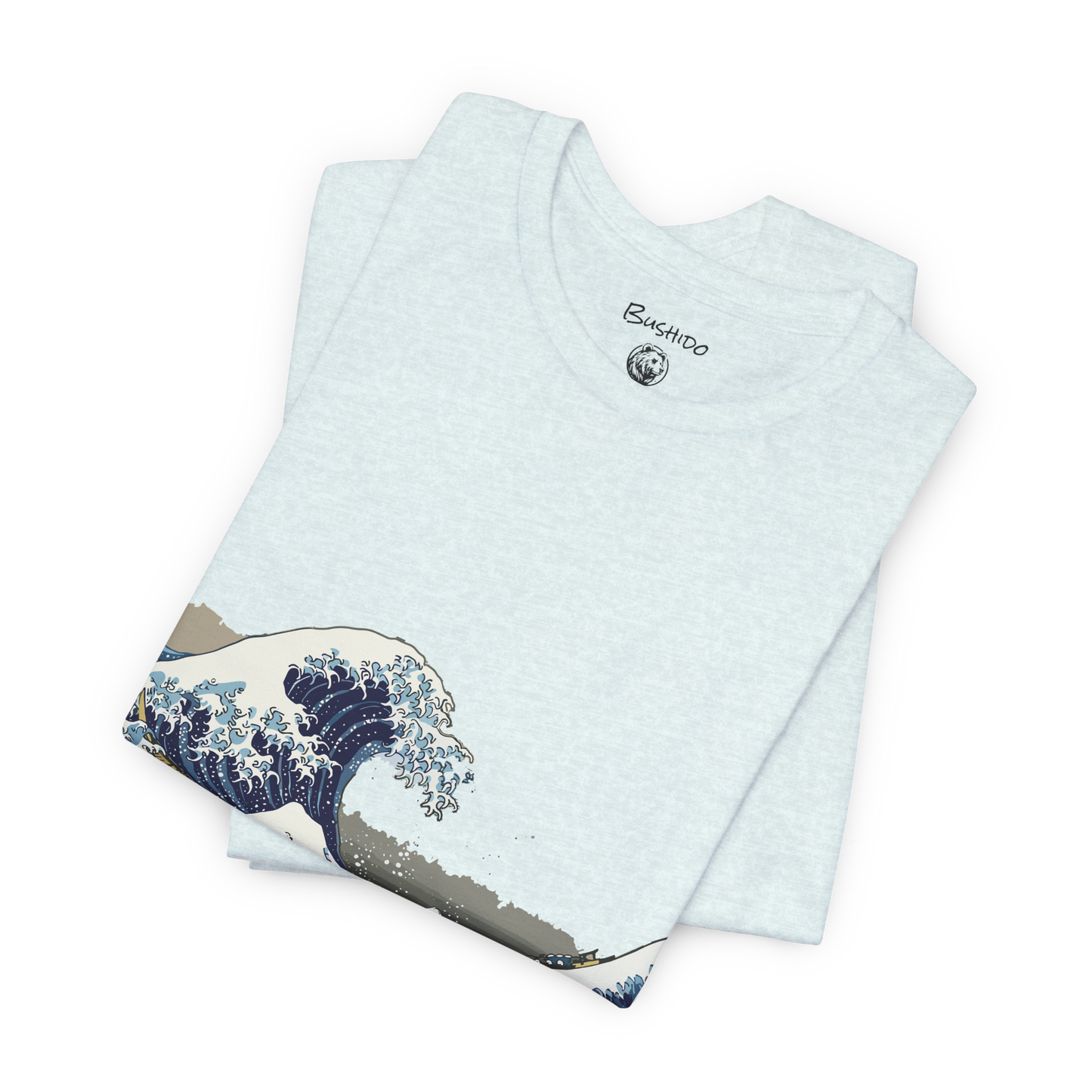 Bushido T-shirt - Unisexe, Samouraï, Hokusai Kanagawa, Création originale, Kanji graphique tshirt, Tenue Haut Jujutsu guerrier, Spirituel