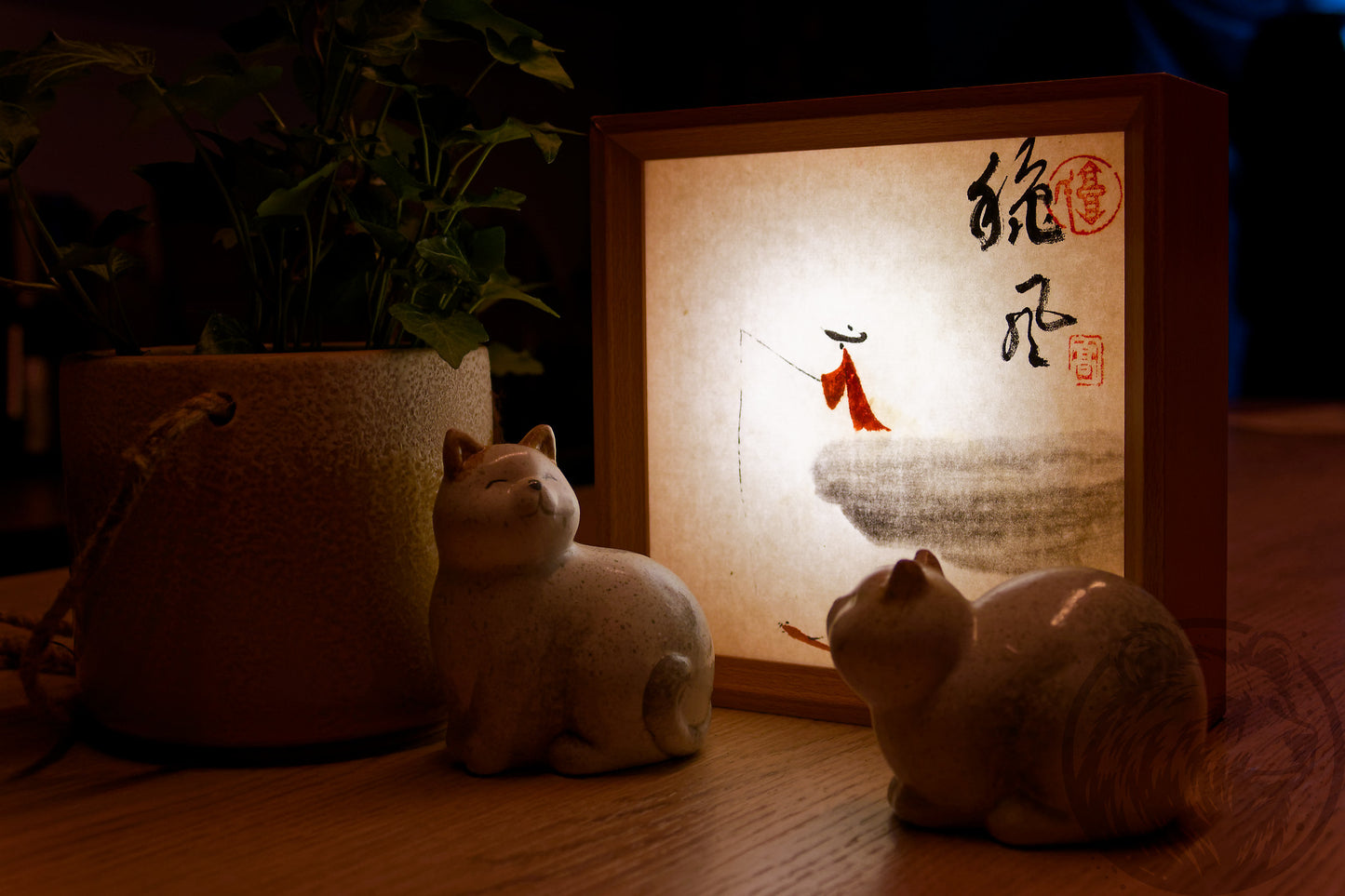 Zen'Light: hand-drawn calligraphy lamp with adjustable brightness. Ideal for decor, meditation, or as nightlight. Qi energy. Nature-based
